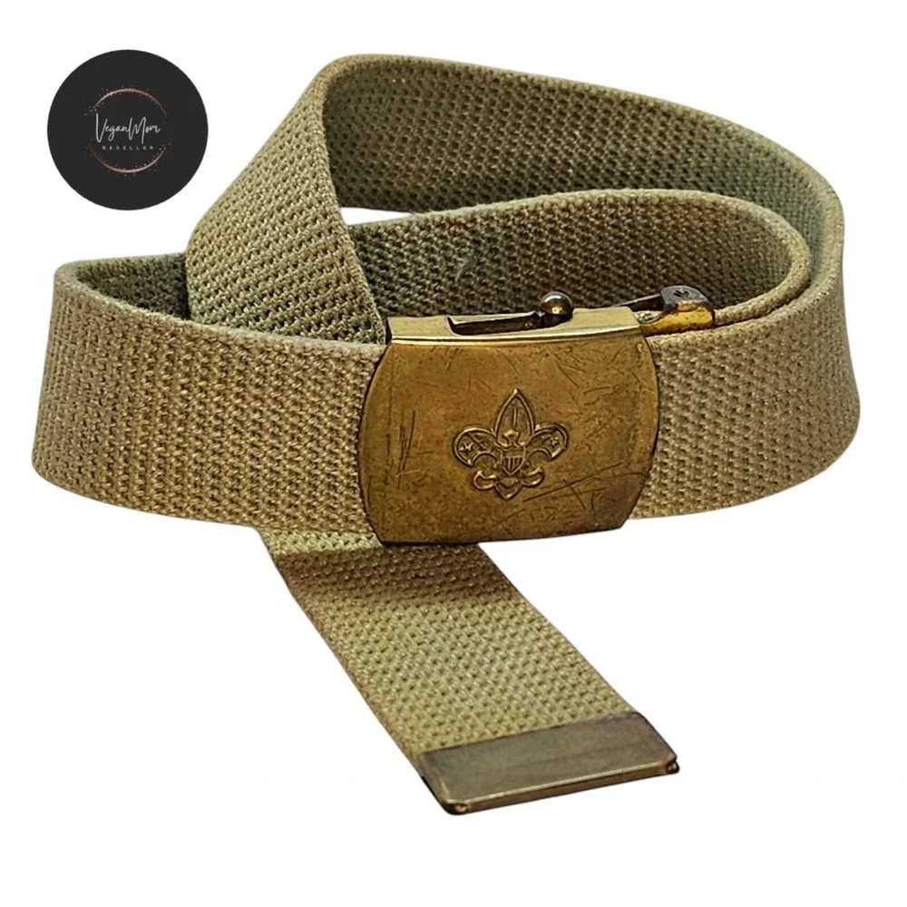 Boy Scout Of America‎  BSA tan belt 1950-60s anchor mark brass buckle